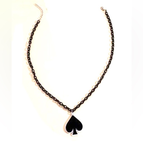 Casino Black Spade Charm Gamble Playing Card Deck Poker Thick Link Chain Pendant - Picture 4 of 8